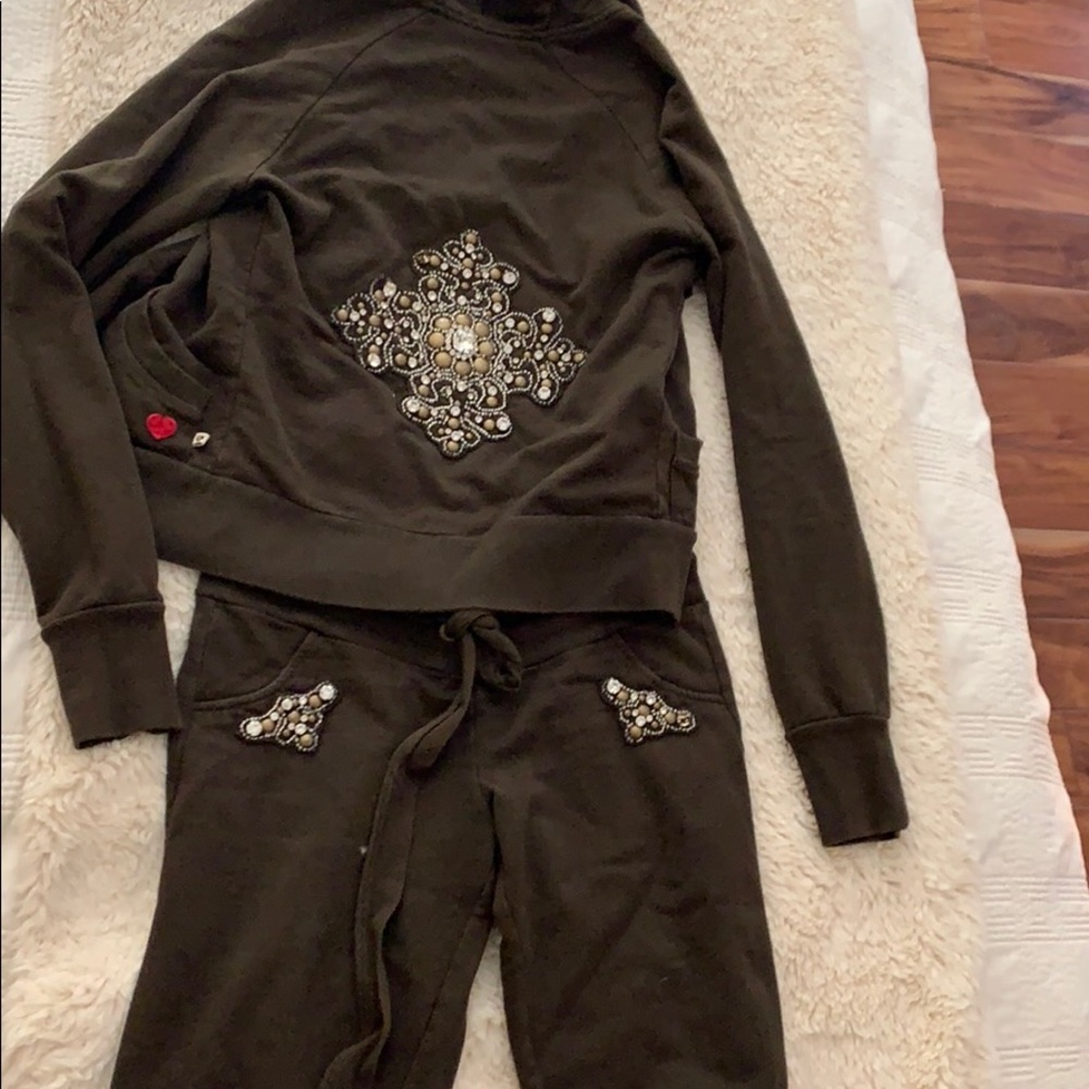 Twisted Heart Embellished Lounge Set, Jacket/Pant